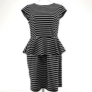 Black & White Stripe Peplum Dress (Med) MOSSIMO